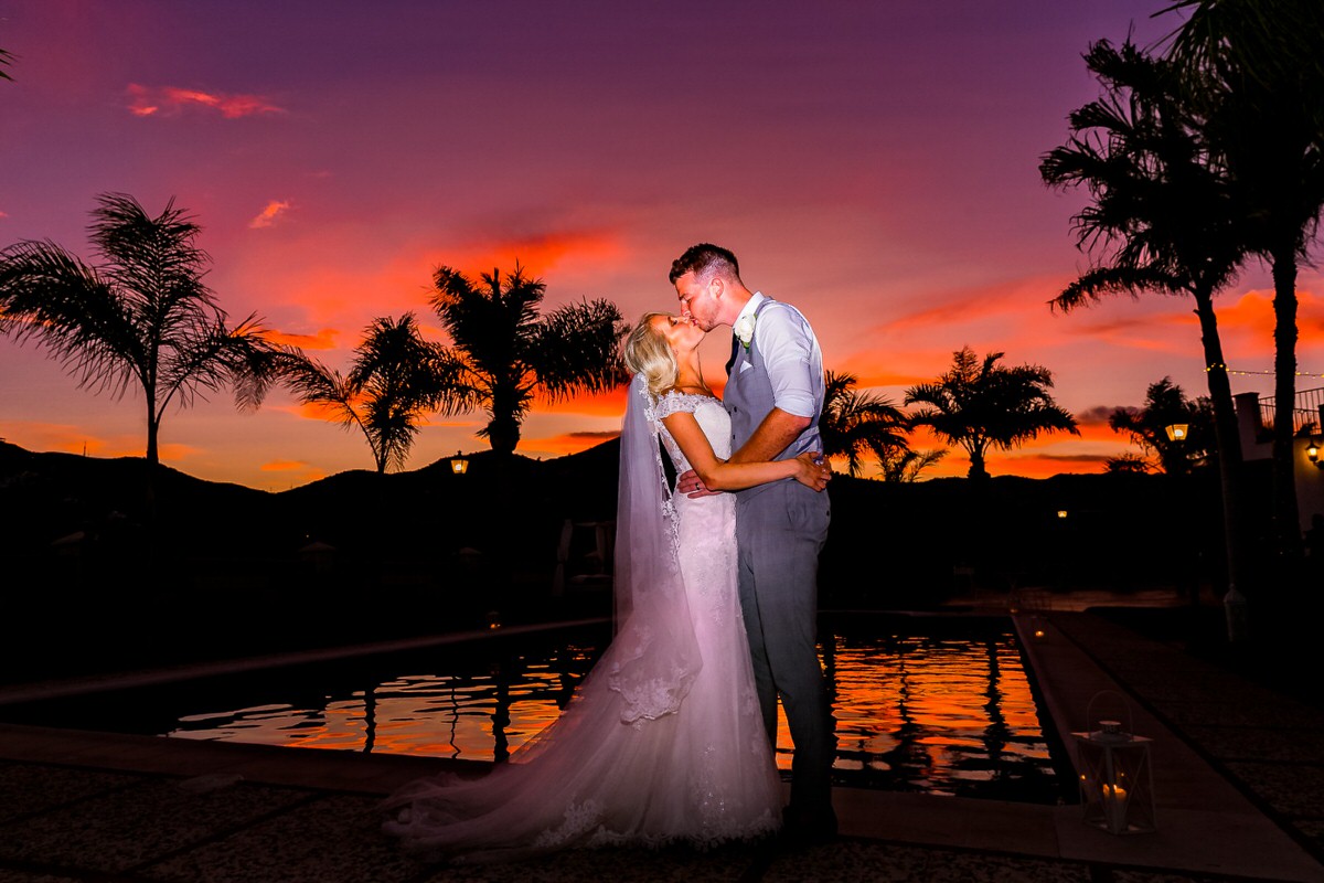 Sunset couple's kiss